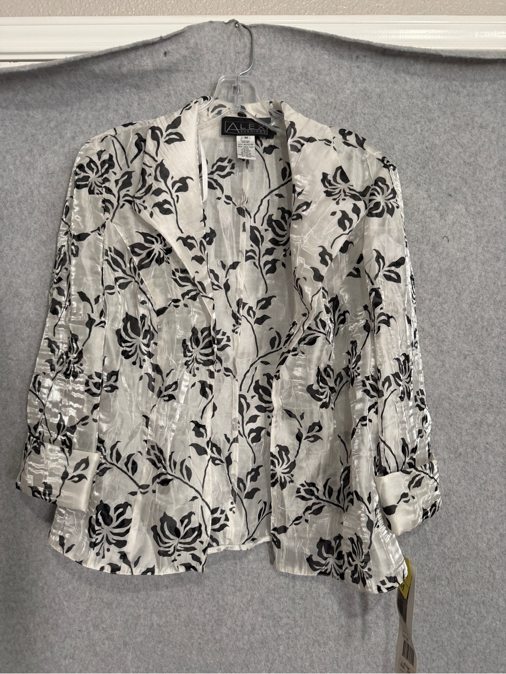 NWT Alex Evenings Black & White Floral Jacket SZ M